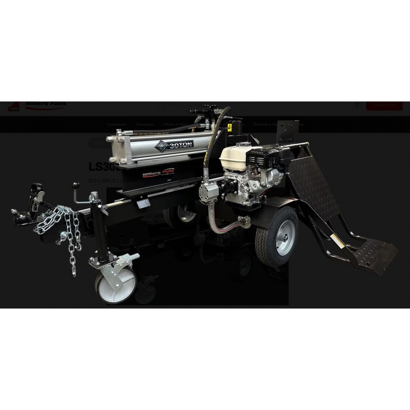 Millers Falls 30 Ton Electric Start Log Splitter with Hydraulic Lift Table- ASSEMBLED